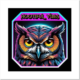 HOOTIFUL VIBES  VIBRANT OWL Posters and Art